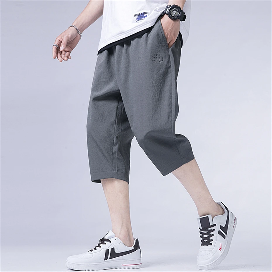 Calf-length Pants Men Joggers Summer Short Pants Fashion Casual Solid Color Trousers Men Summer Sweatpants Male