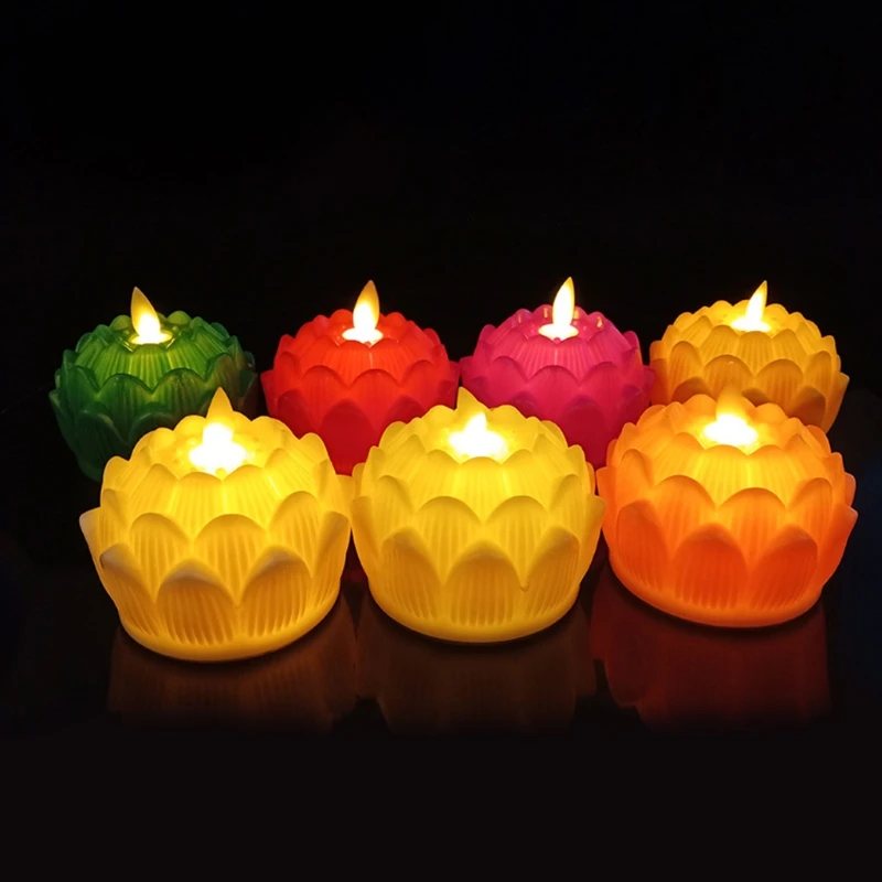 

Lotus Light lamp Holder Night Lamp LED Candles with Red Green Pink White