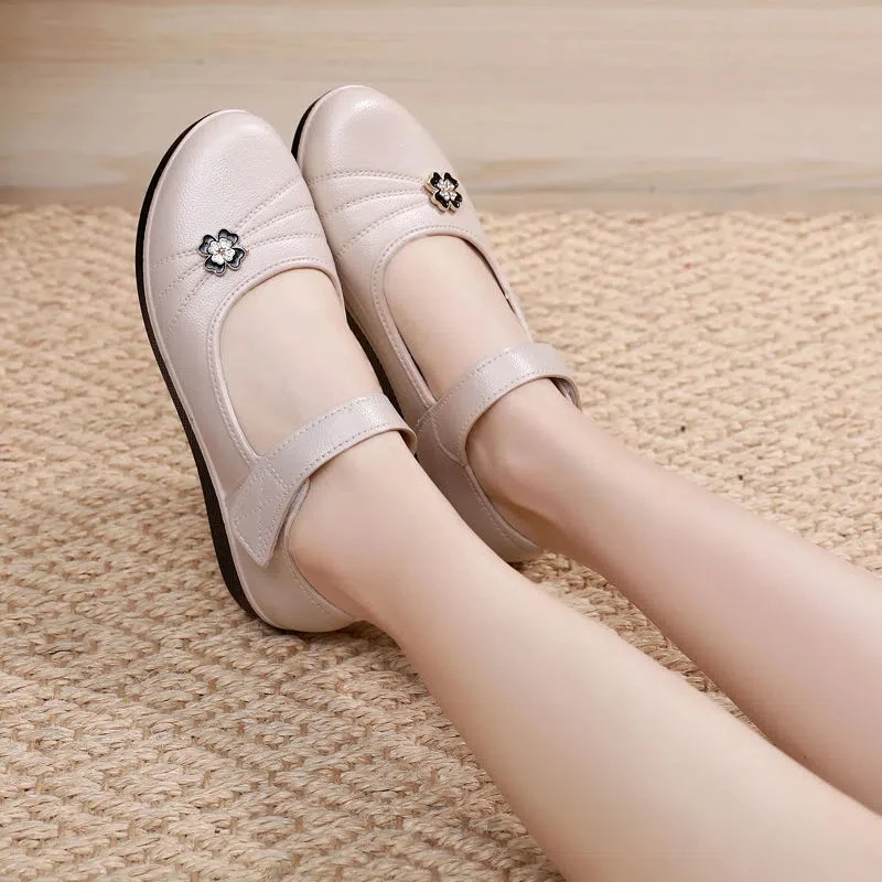 Comfortable Mary Jane Shoes Ladies Fashion Flat Shoes Soft Leather  Women Loafers Female Non Slip Work Shoes Mom Flats Footwear