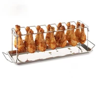 bbq chicken leg wing beef grill rack 14 slots stainless steel non stick barbecue rib roast chicken leg rack stainless steel