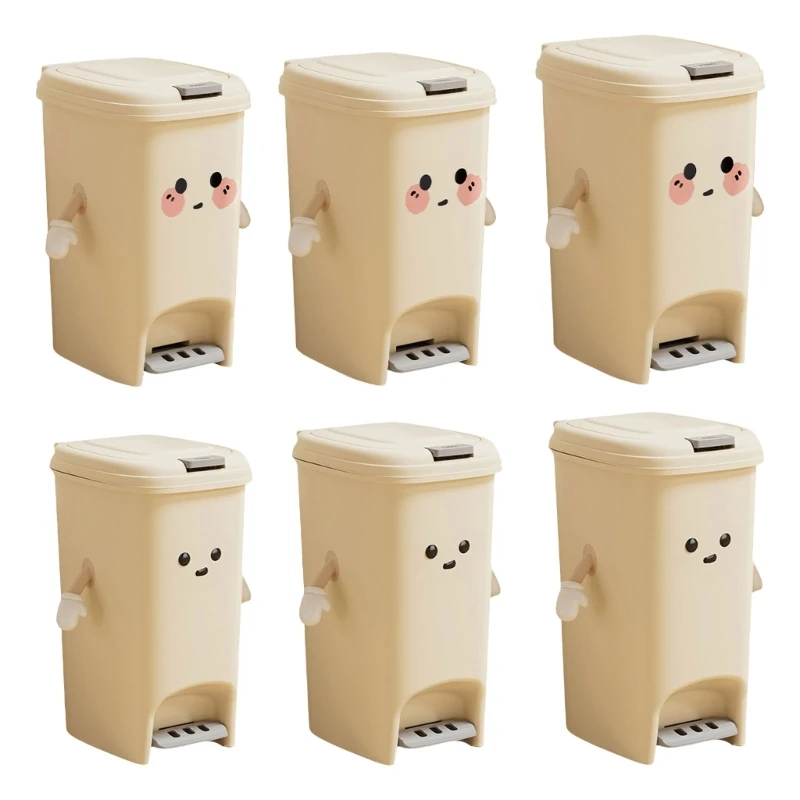 R2LD Мусорный бак кремового цвета с двойным открыванием прессом и ступенчатым