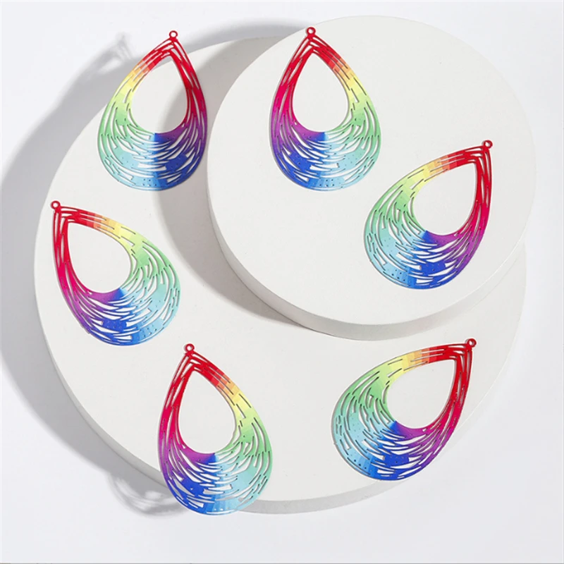 20 шт./лот новые креативные красочные металлические подвески в форме капли воды