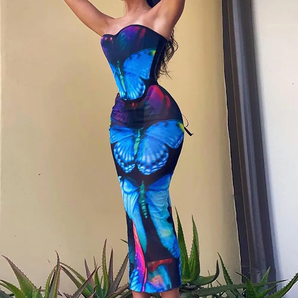 

Вечерний комплект с топом и юбкой, великолепный костюм с эстетическим топом с открытыми плечами и юбкой до середины икры, Воздухопроницаемы...