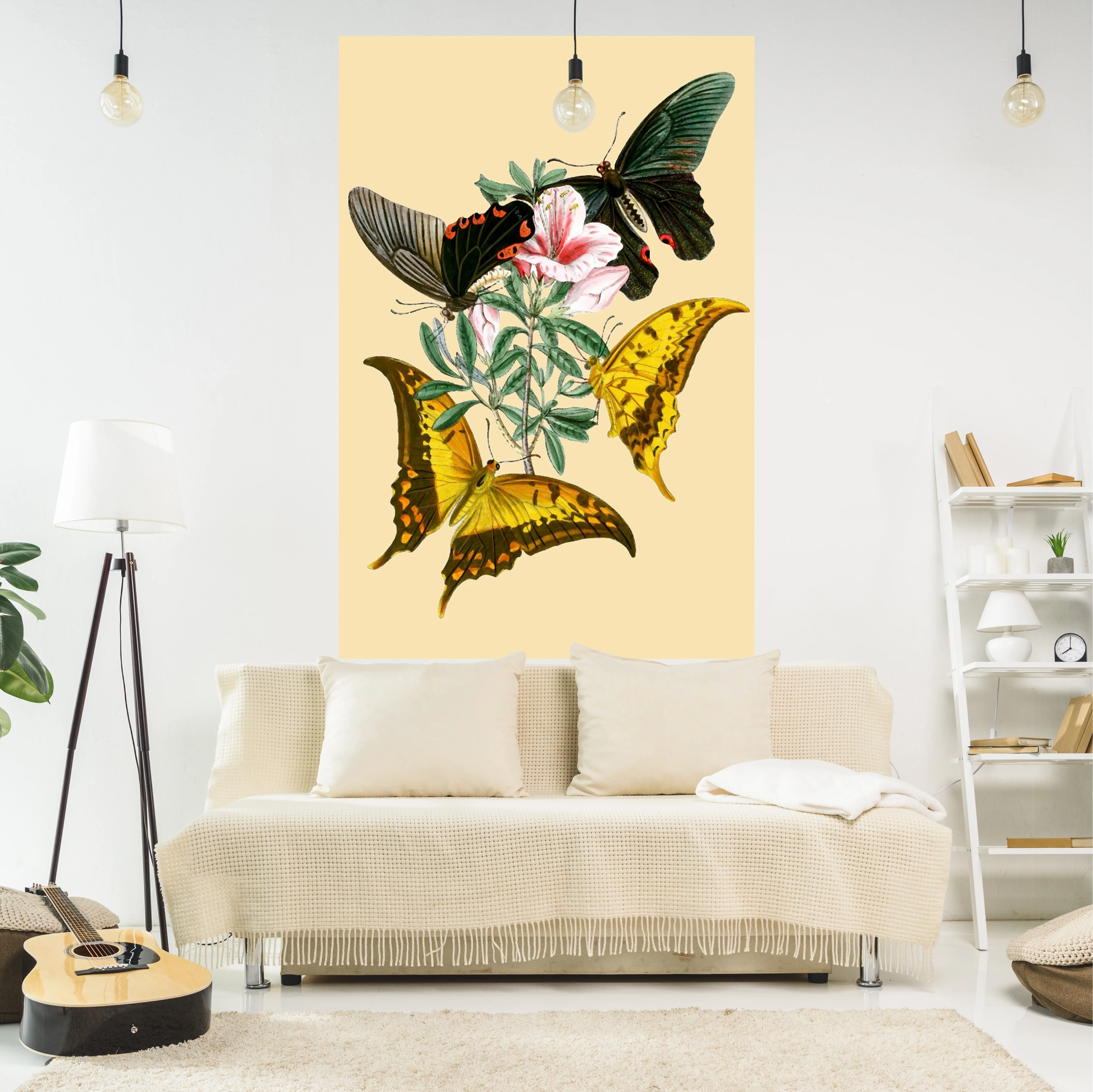 

Hand Drawn Butterflies Tapestry Bohemian Vintage Style Printed Wall Hanging Carpets Bedroom Or Home For Decoration