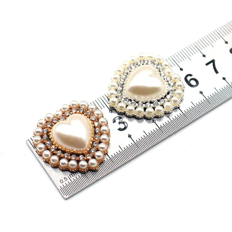 

Brand New 27mm 10 Pieces Rhinestone Pearl Heart Alloy Accessories DIY Wedding Invitation Wine Glass Gift Box Creative Decoration