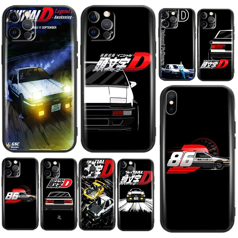 

Initial D For Apple iPhone 11 12 13 Pro Max 12 13 Mini X XR XS Max SE 6 6S 7 8 Plus Phone Case Coque Back Funda TPU Black