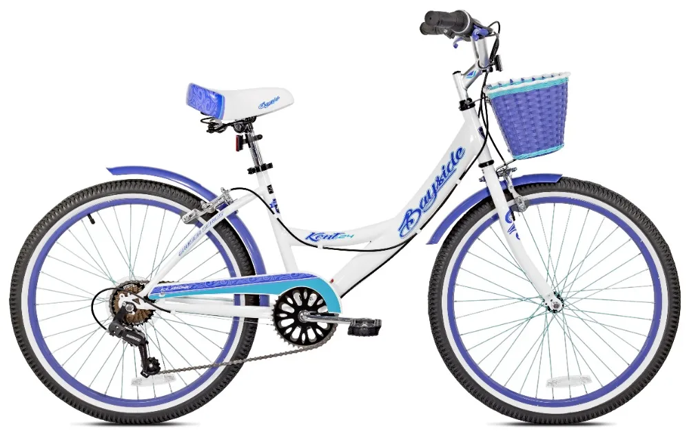 

24" Multi-Speed Girl's Bike, White/Purple