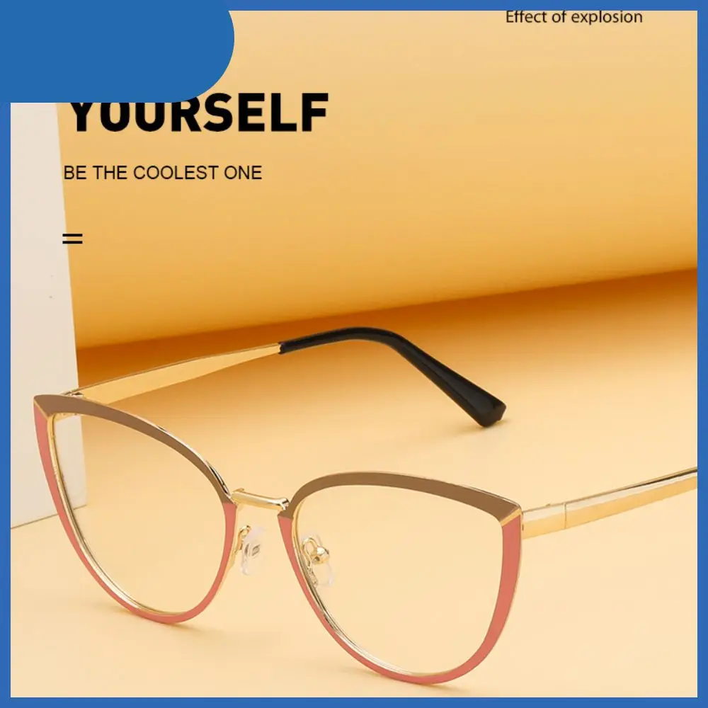

Cat Eye Optical Spectacle Metal Automatic Color-changing Anti Blue Light Eyewear Vintage Sunglasses For Women Plain Glasses Reto