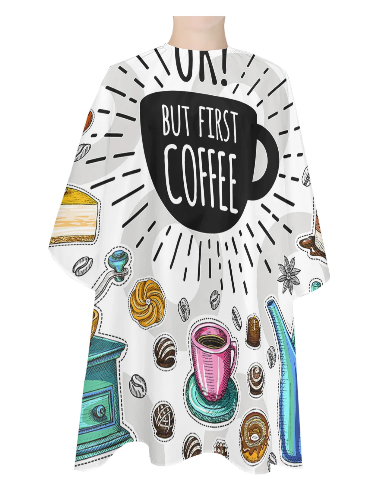 

Coffee Cup Cake Dessert Hairdressing Waterproof Apron Hair Cutting Barber Apron Salon Cape Haircut Cloth