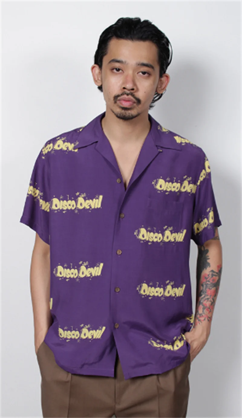 Рубашка с коротким рукавом для мужчин и женщин Винтажная Футболка пурпурного