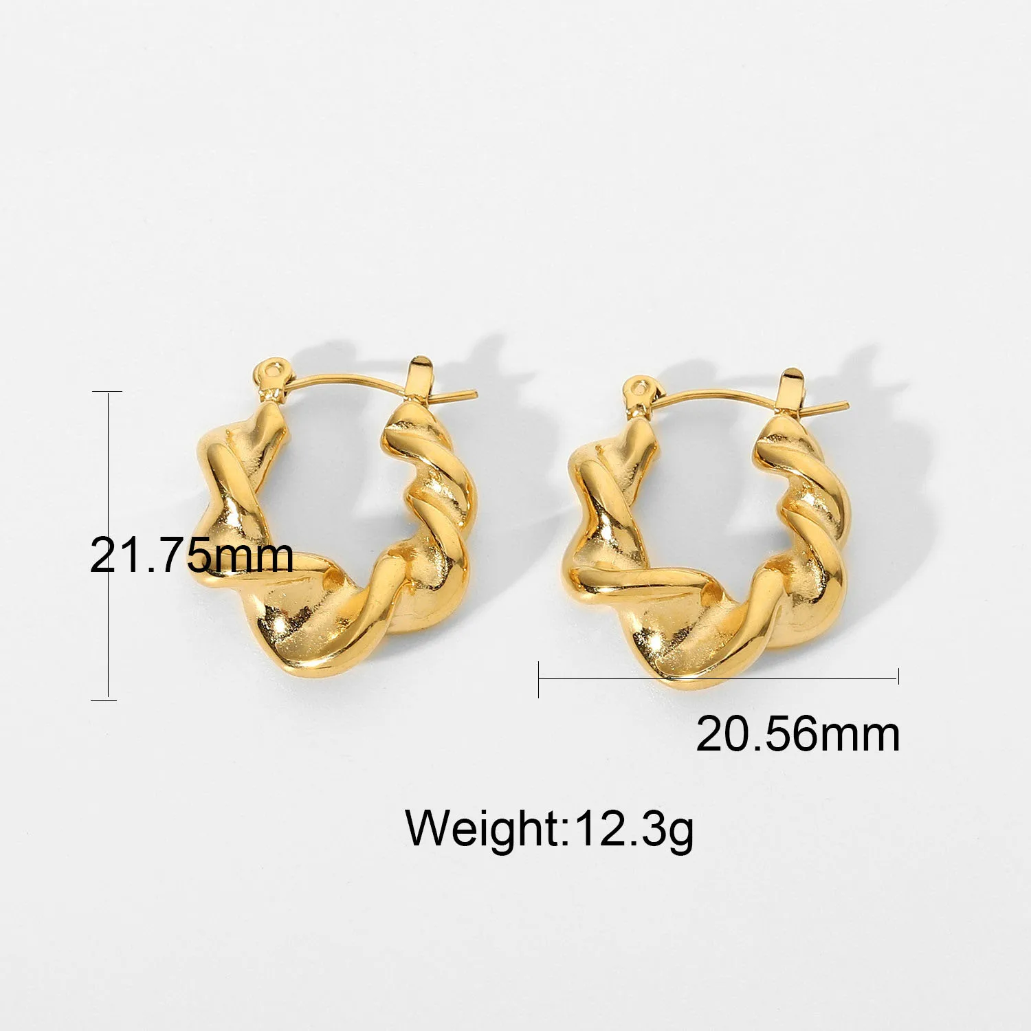 Stainless Steel PVD 18K Gold Plated Tarnish Waterproof Twist Hoop Earrings For Woman Jewelry Wholesale INS Trendy