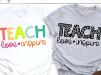 teach love inspire shirt fashion leopard teacher shirts kawaii graphic teacher life tee cotton o neckshort sleeve unisex t shirt