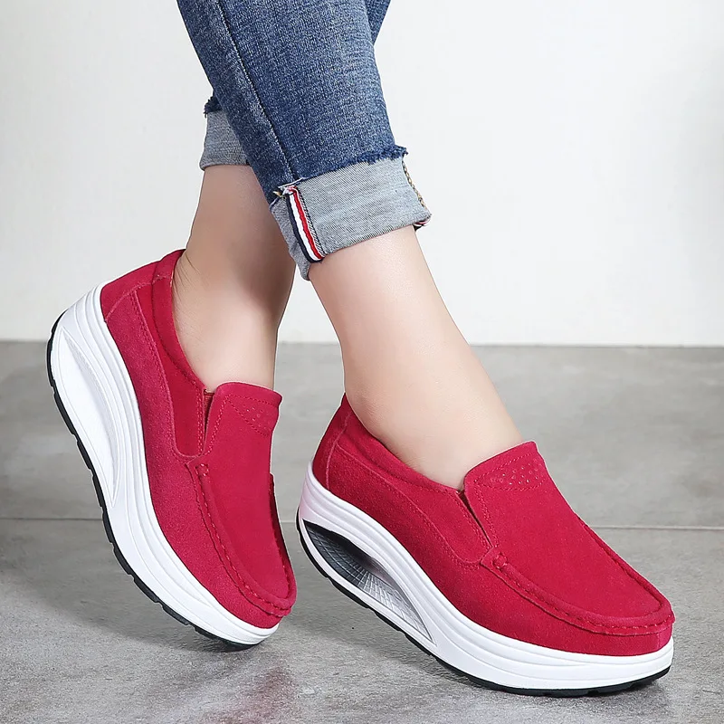 

Туфли женские из натуральной кожи, модные, классические, лоферы, платформа, плоская подошва, черные, красные, большие размеры, весна-осень