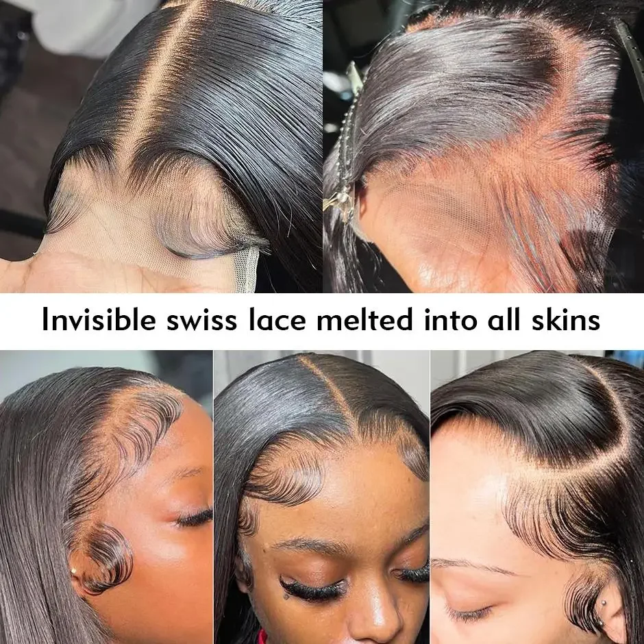 200 плотность длинные кости прямой 13x 6 кружевной передний парик 30 32 34 дюйма