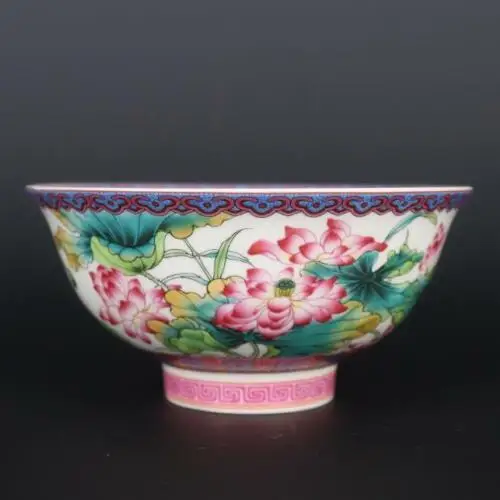 

Фарфоровая чаша с рисунком китайского лотоса Qing Qianlong, 5,6 дюйма