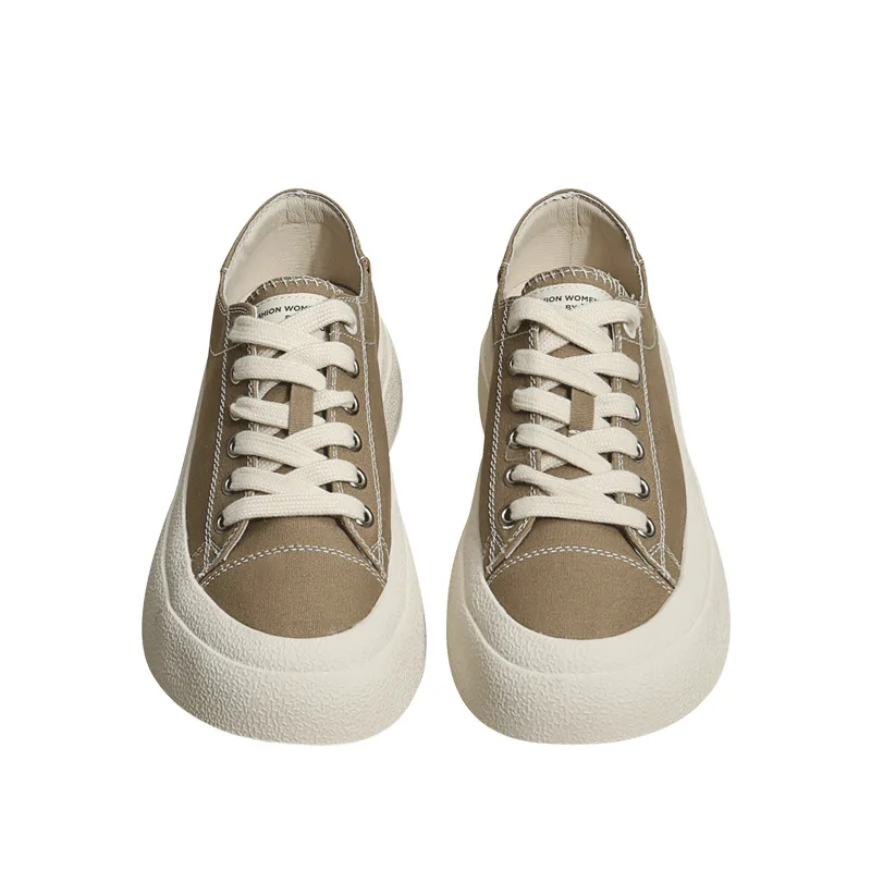 

Women's Shoes 2022 Spring and Summer Classic Canvas Shoes Lace Up Round Toe Casual Shoes Milk Tea Canvas Shoes Casual Sneakers