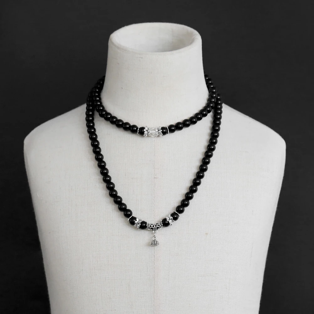 Ожерелье OAIITE из натурального черного оникса 8 мм для мужчин и женщин ожерелье