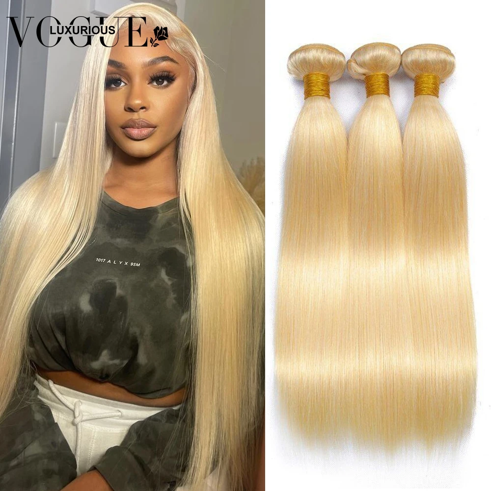 

613 Colored Blonde Bundles Brazilian Virgin Human Hair 30 Inch Remy Hair Weft for Women Silky Straight Hair Extensions Wholesale
