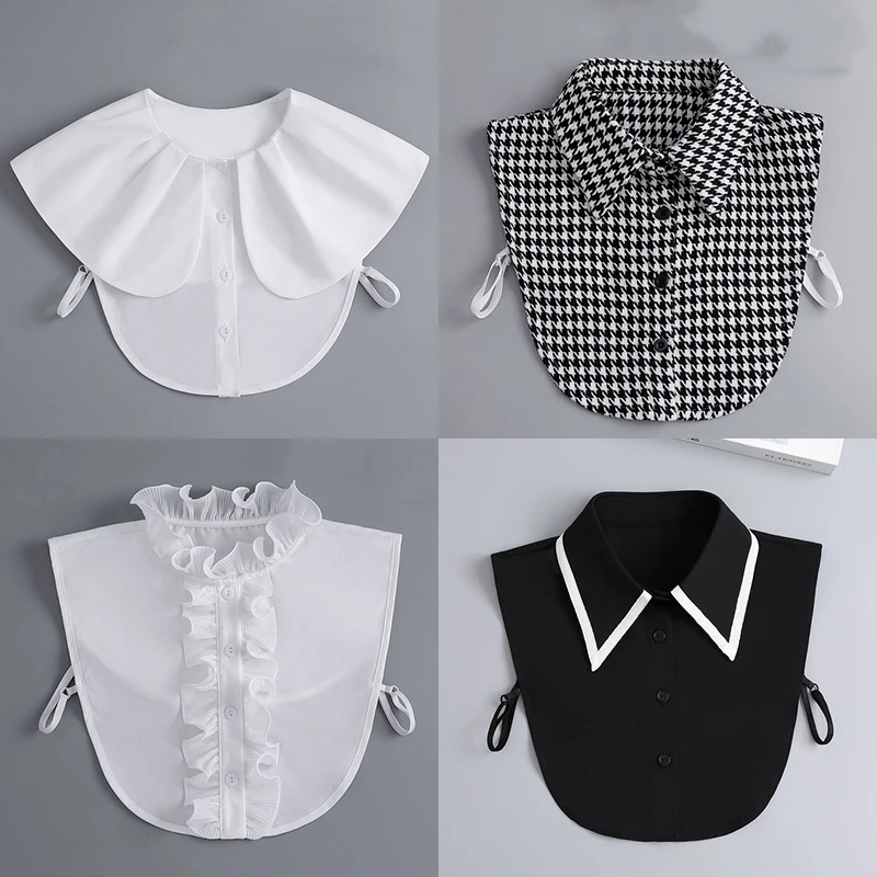 

Белый воротник с лацканами, винтажный съемный воротник рубашки для женщин, Блузка свитер с фальшивым воротничком топ с отворотом, галстуки, аксессуары