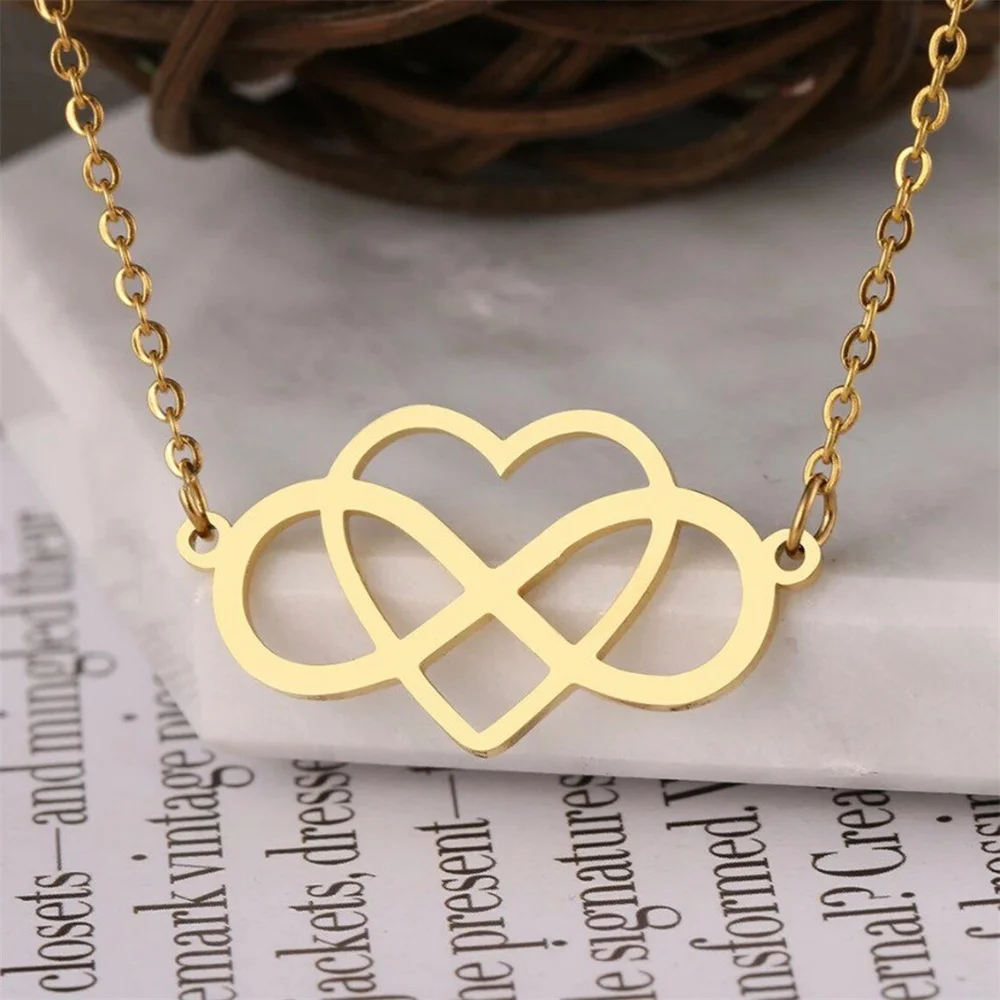 

Stainless Steel Necklace Heart Shaped Infinite Pendant Wedding Engagement Jewelry for Women Party Birthday Anniversary Gift