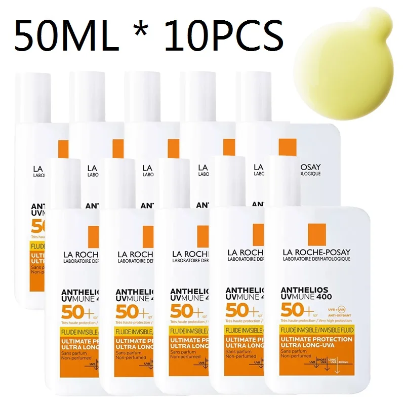 

10PCS New LA ROCHE POSAY Sunscreen Anthelios UVMUNE 400 Sunscreen SPF50+ Fluide Invisible Fluid Wheat Yellow Emulsion Cream 50ML