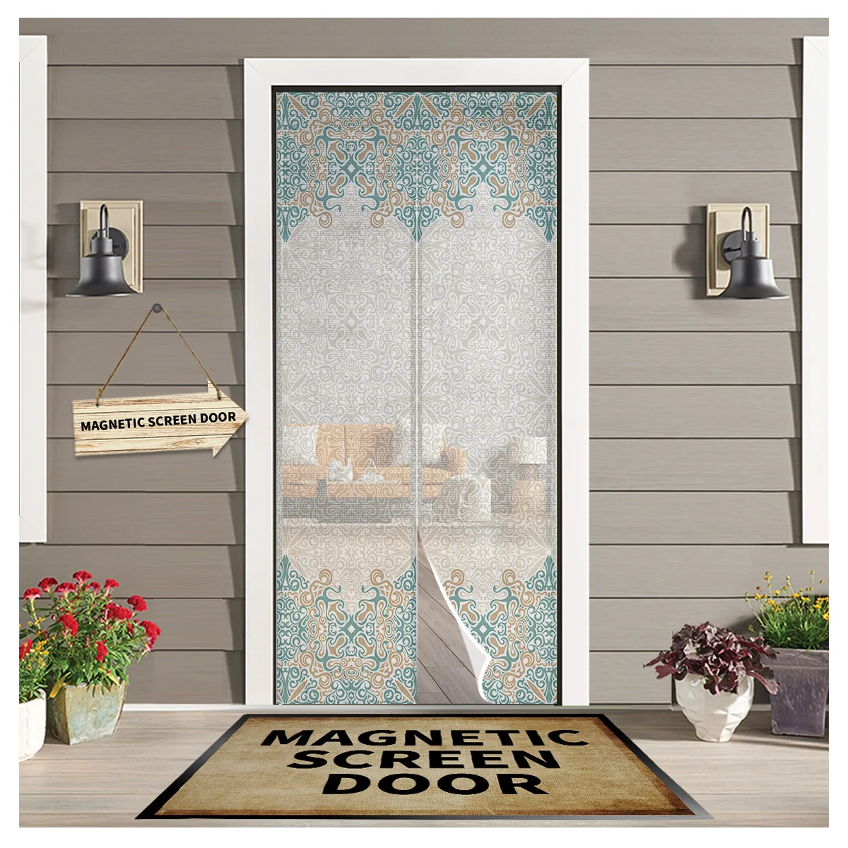 

Bohemia Retro Pattern Ethnic Door Curtain Mosquito-proof Kitchen Magnetic Hanging Curtains Window Screen Gauze Door Curtain
