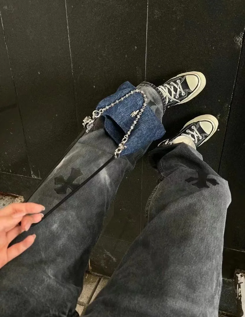 Vintage Handheld Underarm Bag Women's Fashion Design Denim Chain Saddle Bag Casual Fashion Crossbody Lady Punk Bag High Quality