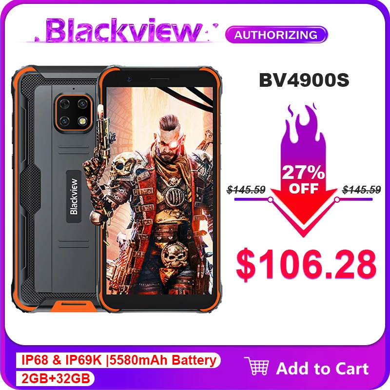 Blackview BV4900S Водонепроницаемый смартфон с 5 7-дюймовым дисплеем восьмиядерным