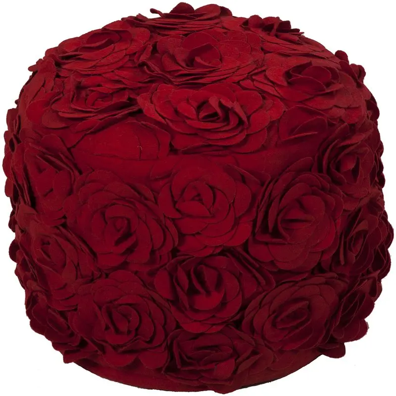 

Su Pouf Area Rug POUF-27 Venetian Red Roses Flowers 18" x 18" x 14"