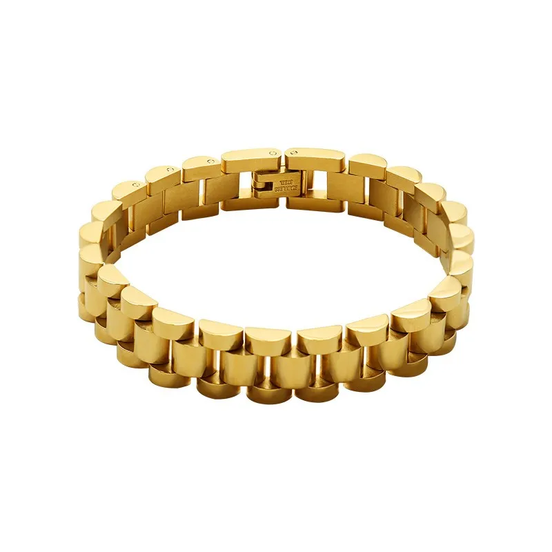 

2022 New Stainless Steel Jewelry 18 K Gold Pave Watch Strap Statement Bracelet Couple Fashion Bracelet BSE222