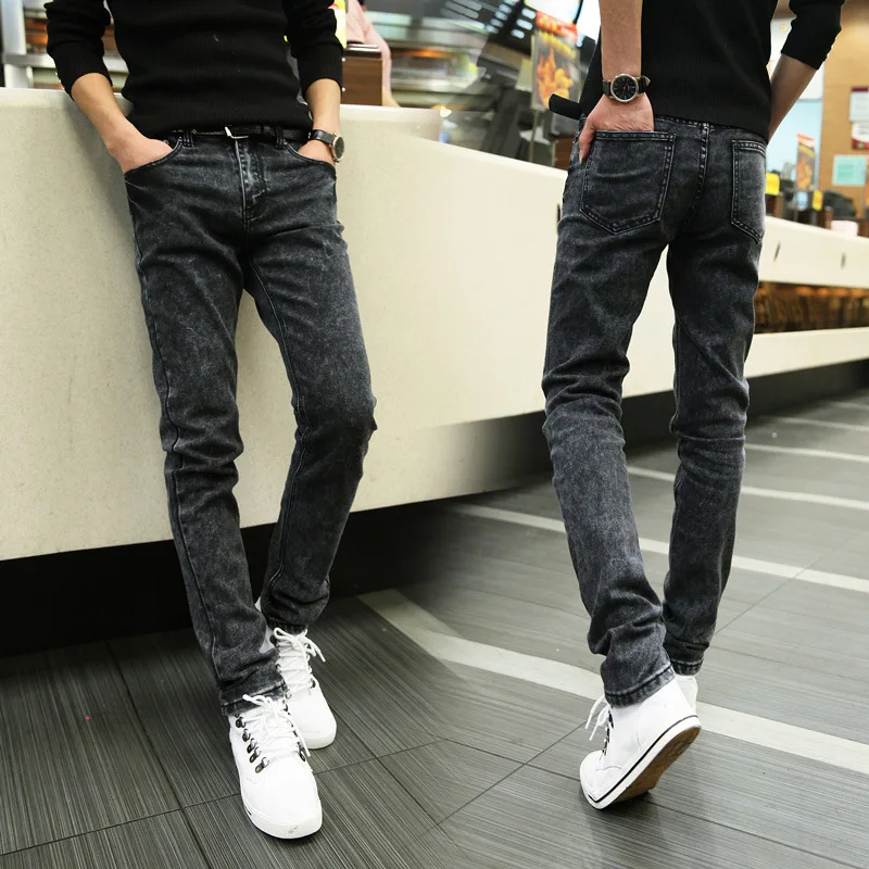 

Spring Autumn 2022 Fashion Grey/blue Denim Thin Elastic Jeans Men Trousers Feet Pants Harem Pants Men's Skinny Jeans Hombre