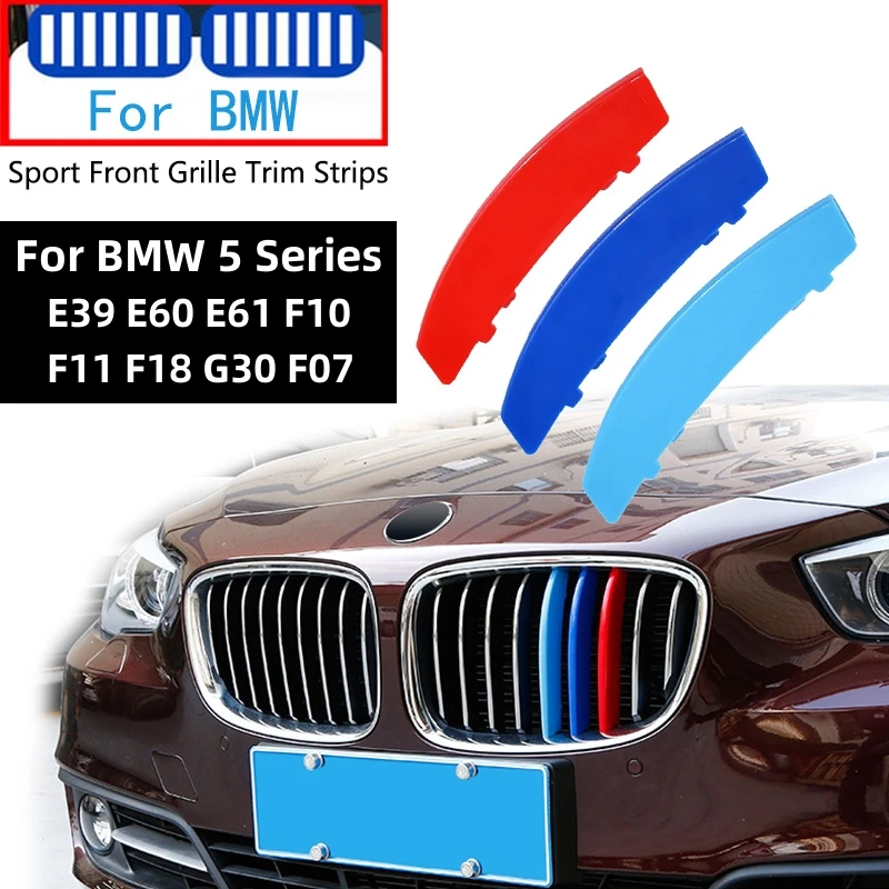 

Car Front Grille Trim Strips For BMW 5 Series E39 E60 E61 F10 F11 F18 G30 G31 G38 F07 E34 F12 F20 G20 520 525 530 540 528i LI M