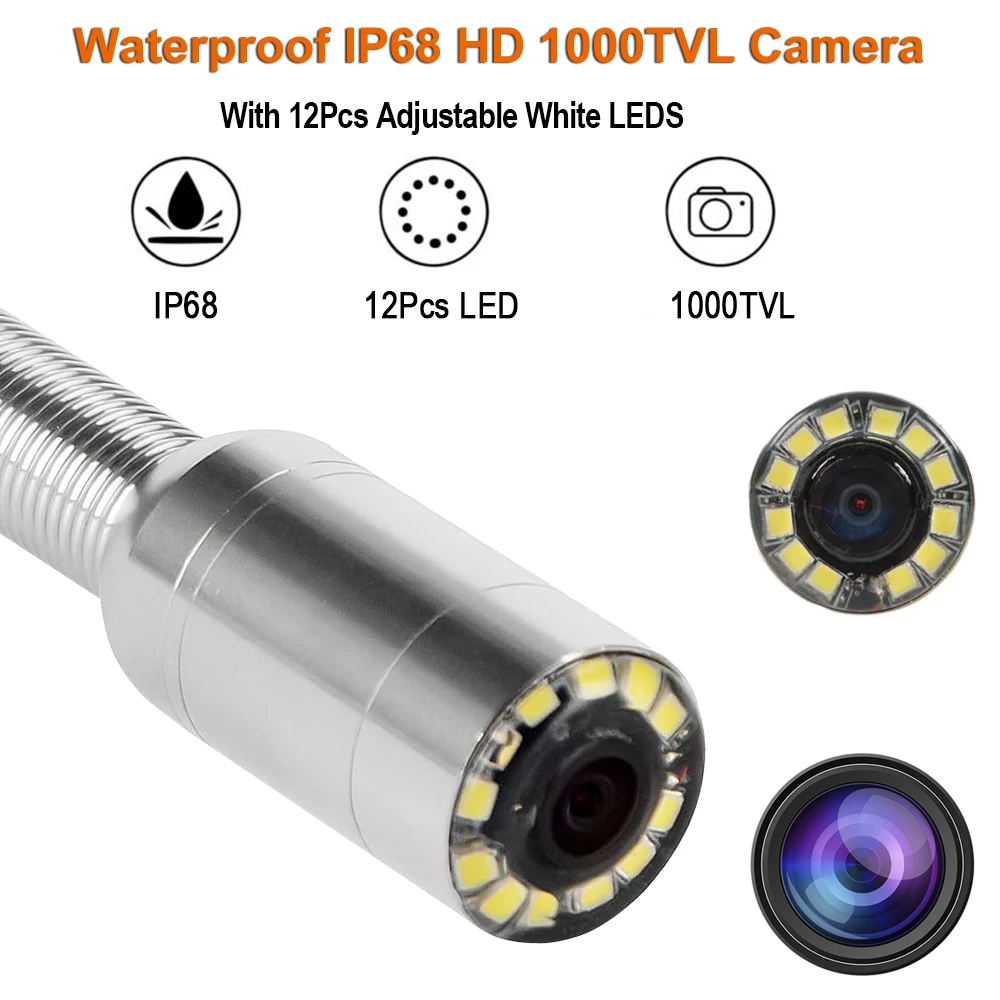 Водонепроницаемый промышленный эндоскоп с объективом 1000TVL 23 мм камера для