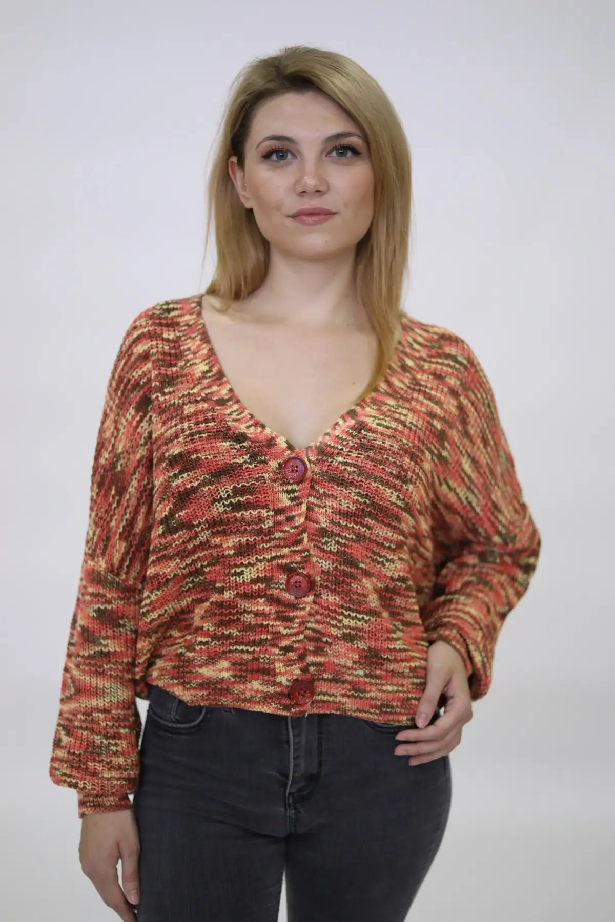 

Women's Cardigan Buttoned Loose Orange sportswear Casual Knitted Quality Fashion Cardigan Sweaters Loose Sweater Sweater Sweater