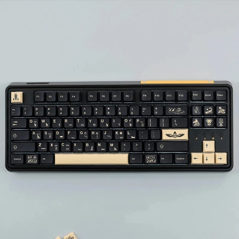 

140 Keys GMK Pharaoh Theme Keycaps Black yellow PBT Five Sides Sublimation Keycap XDA Profile For MX Switch Mechanical Keyboard