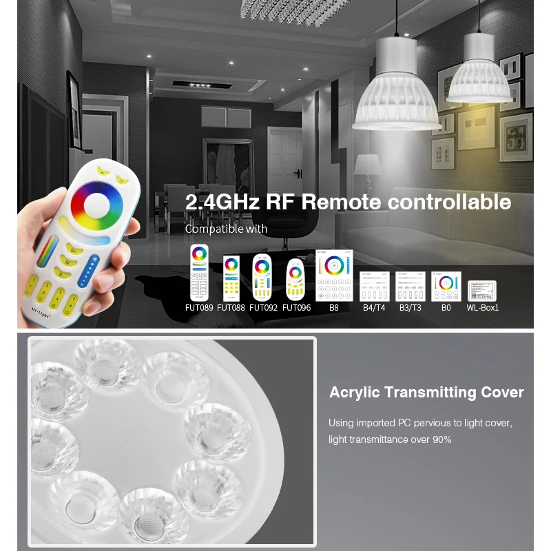 Miboxer 4 Вт GU10 MR16 RGB + CCT Светодиодный прожектор FUT103 FUT104 12 в 110 В 220 внутренняя лампа 2 4G