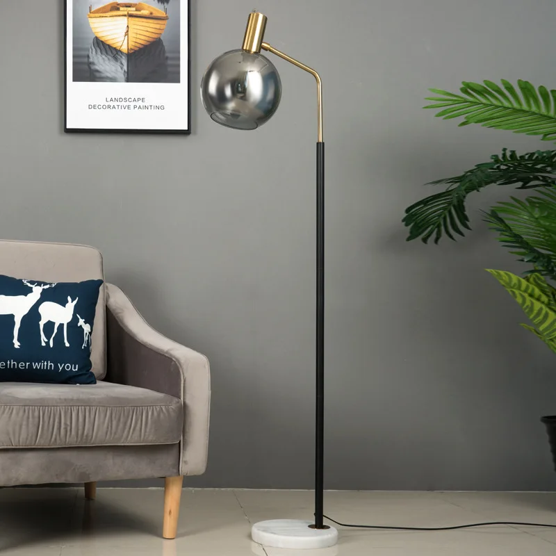 

Nordic Glass Stand Lamp Light Luxury Floor Lamps for Living Room Bedroom Bedside Study Reading Room Decor Led E27 Floor Lights