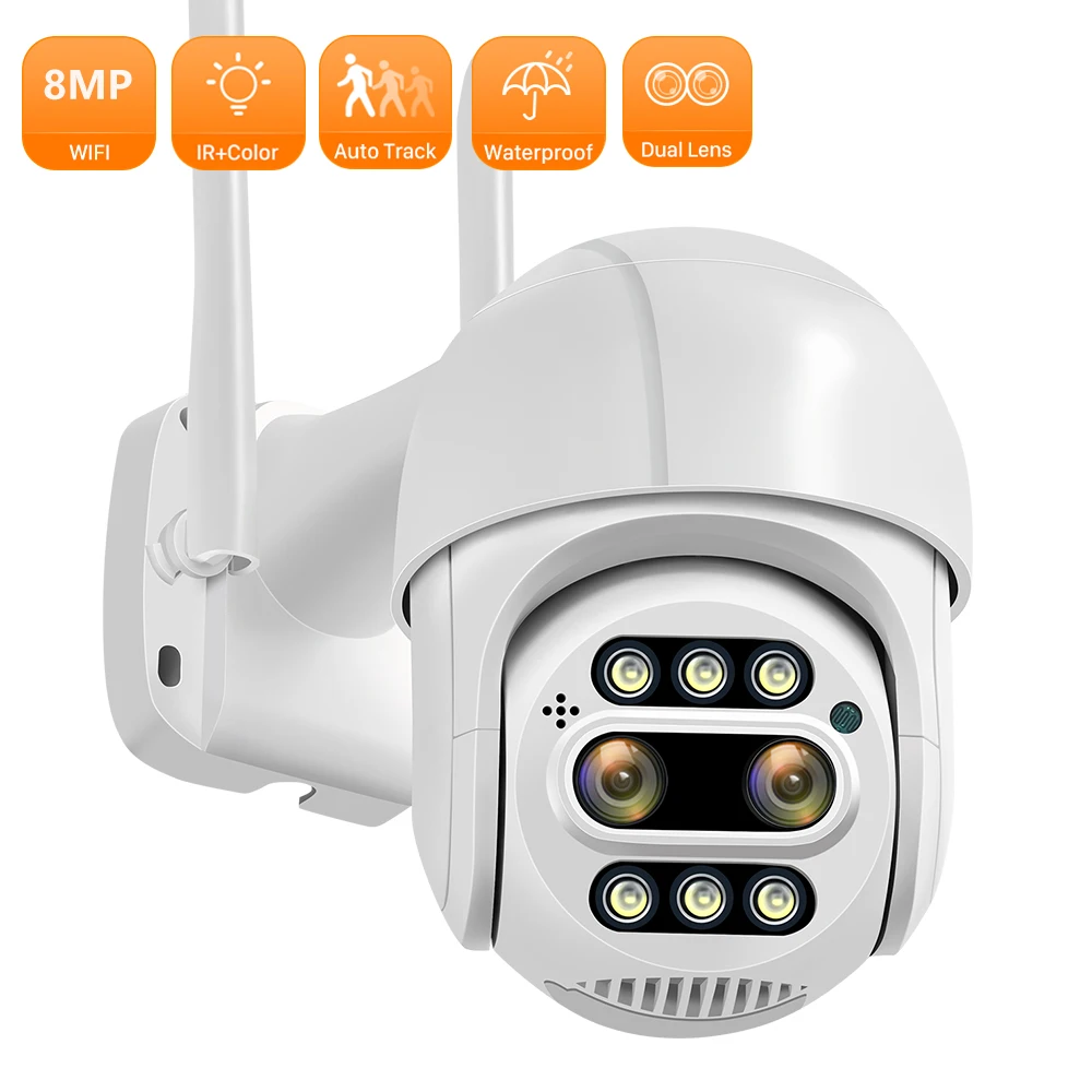 

4K 8MP PTZ IP Camera Dual Lens 8X Hybrid Zoom Outdoor Wireless Wifi Camera 4MP Human Detection CCTV Camera Video Surveillance