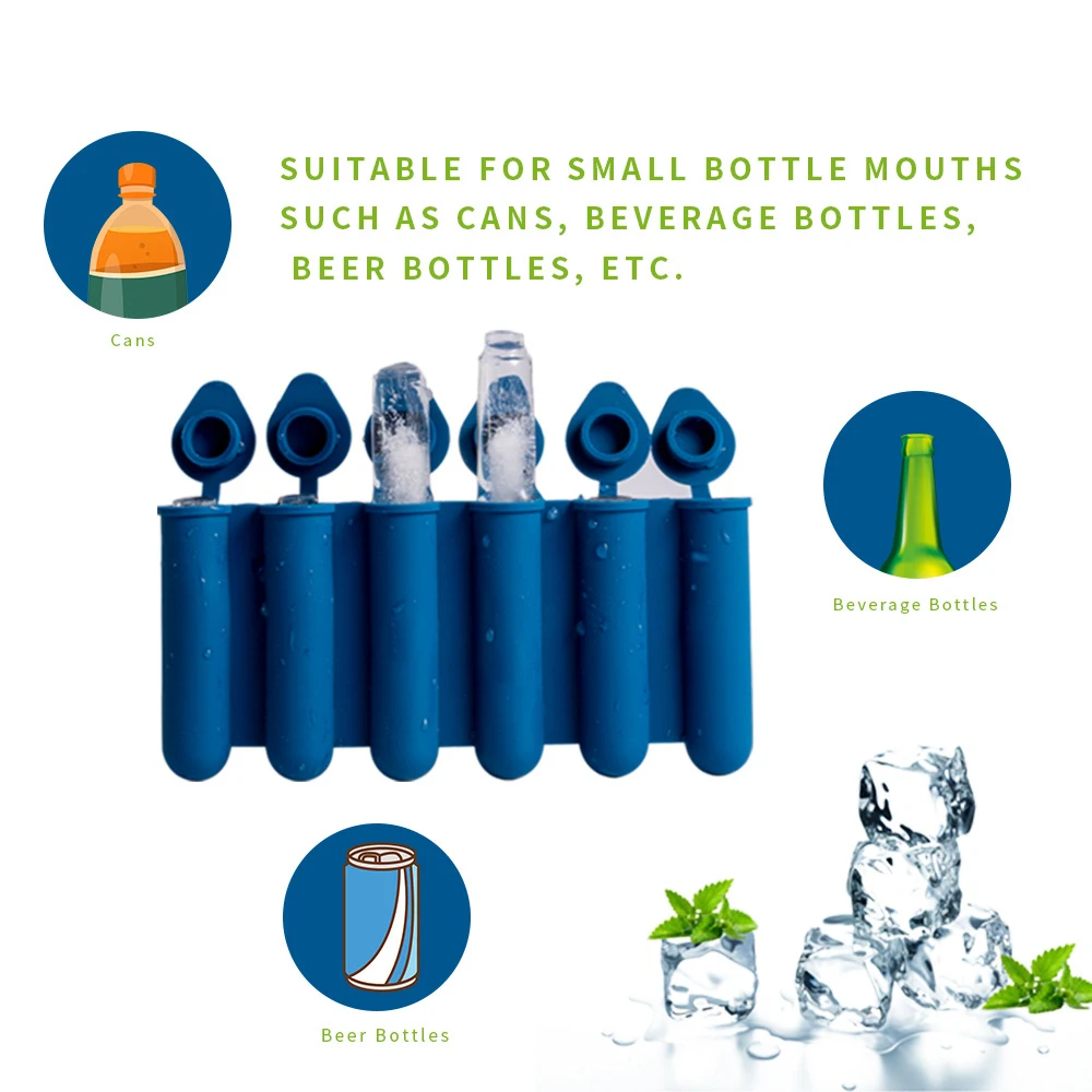 

Food Grade Silicone Ice Trays Black Ice Maker Soft Reusable Silicone Ice Maker Wholesale 6-grids Ice Bar Mold Silicone Ice Mould