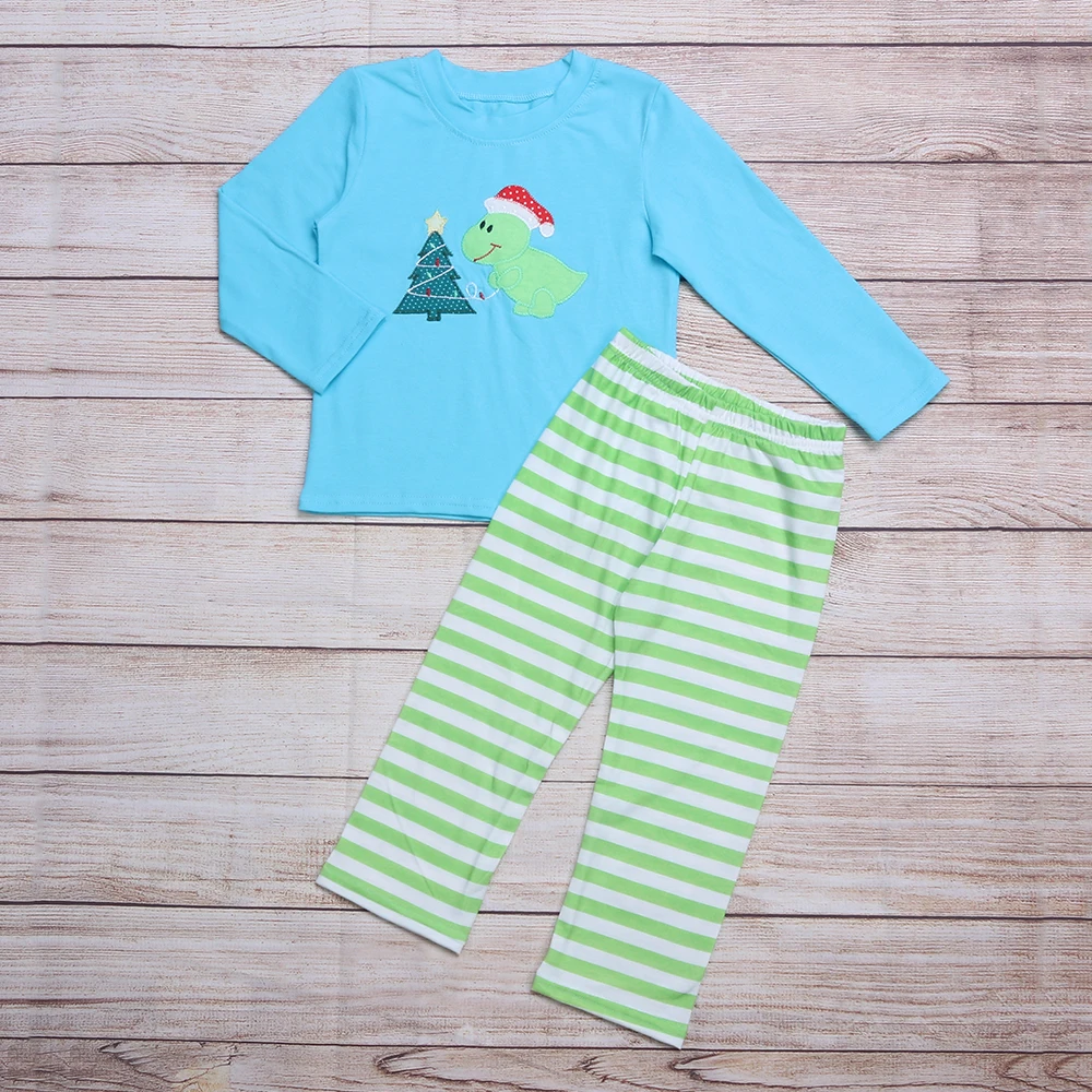 

2pcs Baby Girls Clothes Pure Cotton Outfits Dinosaur Embroidery Leopard Trousers Children Boutique Clothing