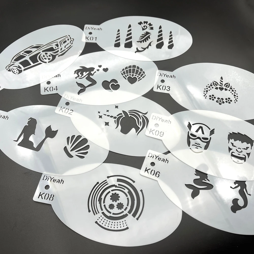 Трафареты для рисования на теле и лице 9 шт.