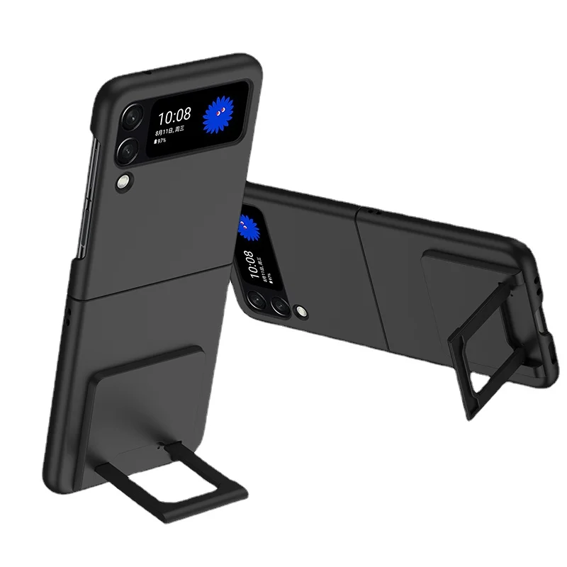 

Luxury Invisible Bracket Phone Cases For Samsung Galaxy Z Flip 4 3 5G Skin Feel Frosted Plastic PC Hard Cover With Holder Flip4