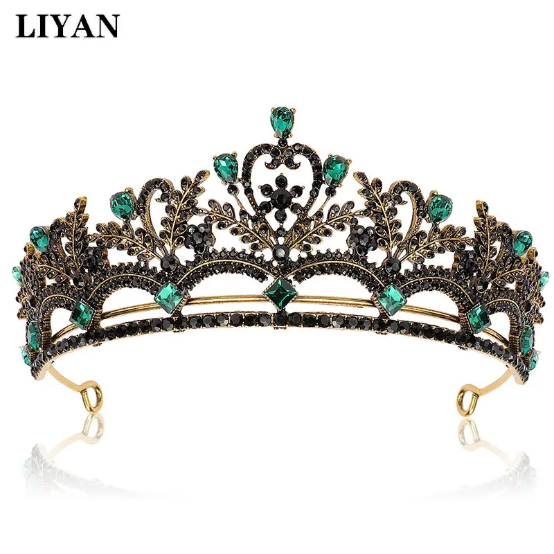 

Женская свадебная тиара с кристаллами LIYAN, винтажная Черная Корона в стиле барокко, ювелирные украшения для дня рождения, короны, аксессуары...
