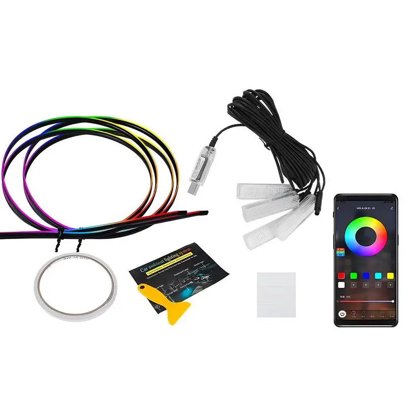 

Multicolor Car Led Strip Lights Modified Car Streamer Magic Color Sound Controlled Atmosphere Light Interior Accessories