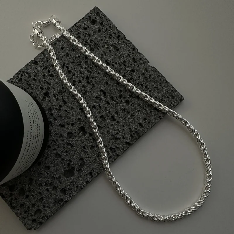 

Оригинальное оригинальное ожерелье из стерлингового серебра S925 пробы в виде жареной теста, оригинальная простая винтажная цепочка