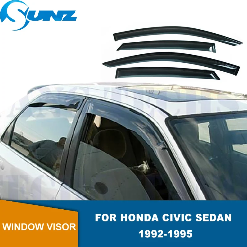 Osłony okienne osłony przeciwdeszczowe boczny wylot nawiewu dla Honda Civic Sedan EG EH 1992 1993 1994 1995 akrylowa osłona przeciwdeszczowa osłony SUNZ