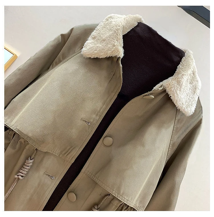 Plus-size Women's Wear 2022 Women's Medium Length Slimming Overalls Winter Coat with Large Fur Collar and Extra Thickness