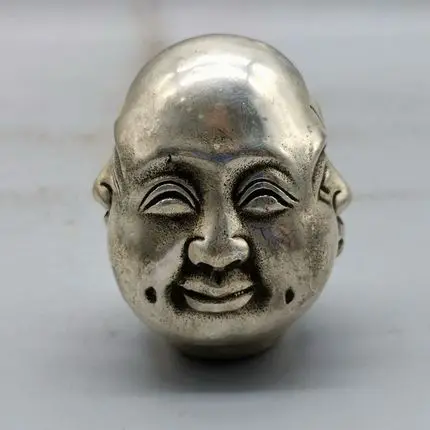 

Exquisite antique white copper silver-plated four-sided Buddha head life four states of joy, anger, sadness and joy Buddha head