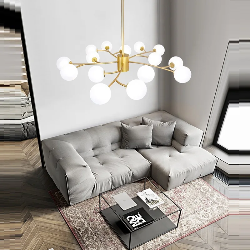 Glass bubble chandelier For Living bedroom Dining room Luxury lustre designer chandelier Minimalist LED Round Chandelier