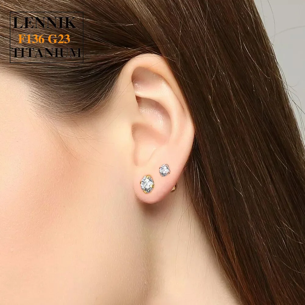 1PCS G23 Titanium Labret Lip Piercing Stud 16G Clear CZ Threadless  Push Pin Studs Helix Cartilage Tragus Nose Earring For Women